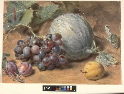 Grapes, a Melon and Plums, by Henry Hunt