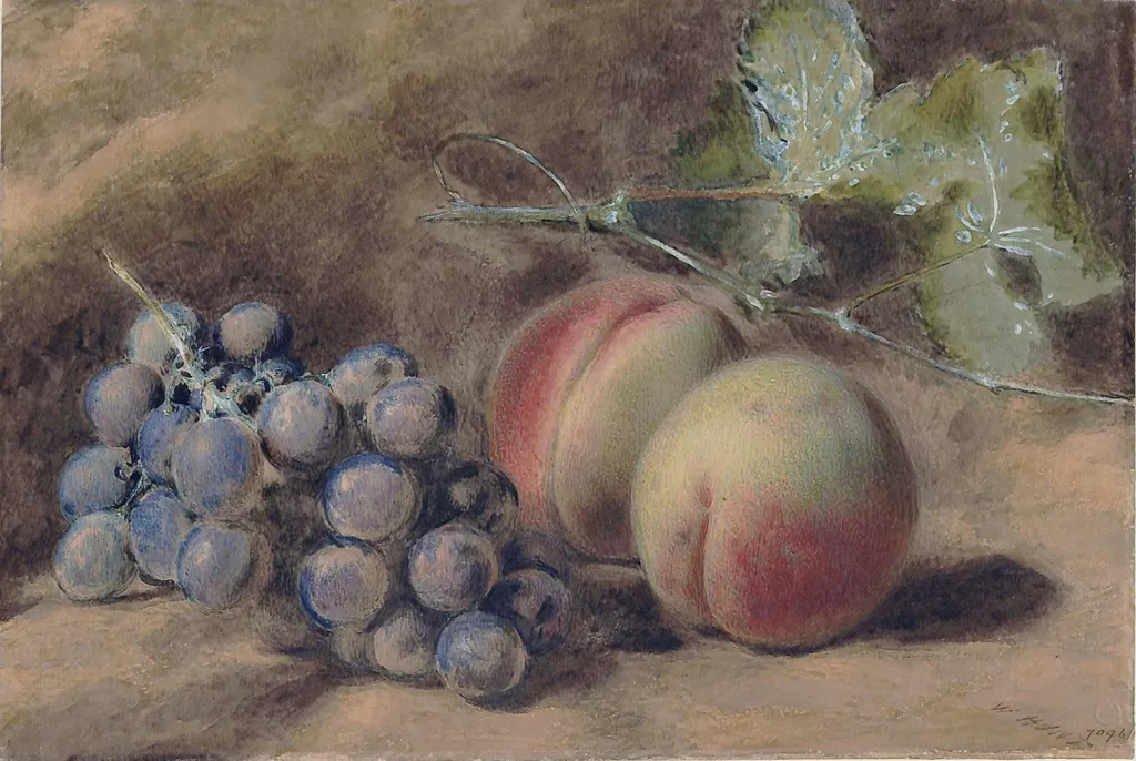 Grapes and Peaches, by Henry Hunt, watercolor, 1810