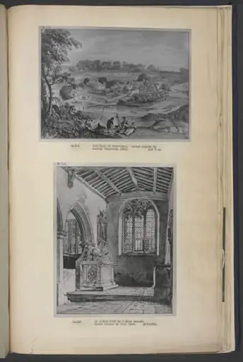 Side chapel in an old church, with altar tomb, by Henry Hunt