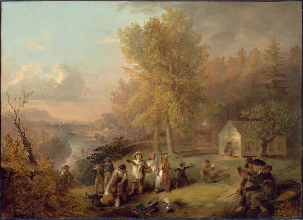 Dismissal of School on an October Afternoon, by Henry Inman, oil, 1845