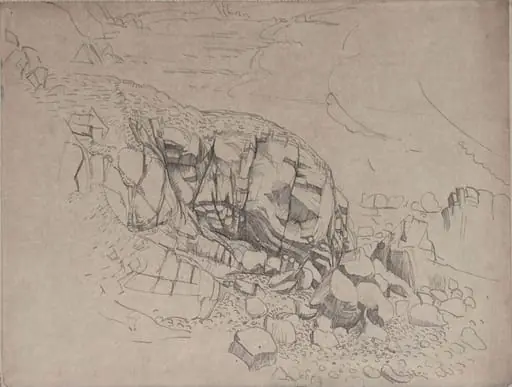 Landscape with rocks, by Henry Lamb
