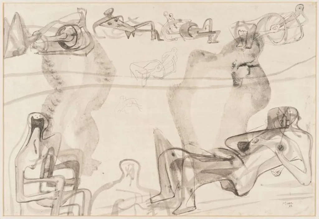 Drawing for Metal Sculpture, by Henry Moore, 1933