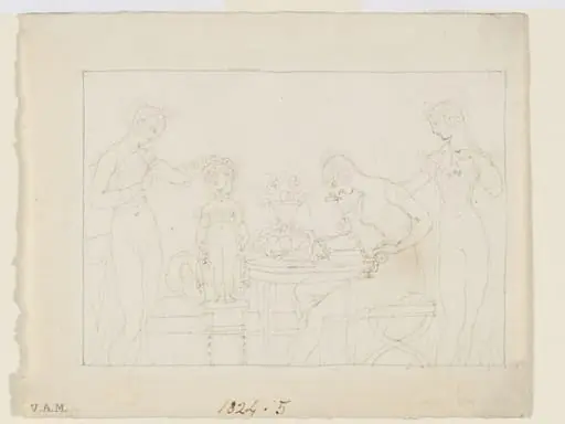 A woman sketching a child with the aid of a camera lucida, by Henry Moses