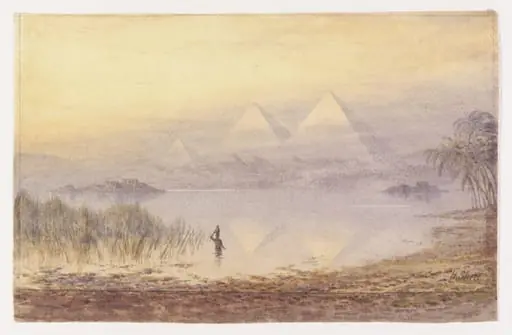 The Pyramids during the Nile Flood, by Henry Noel Shore
