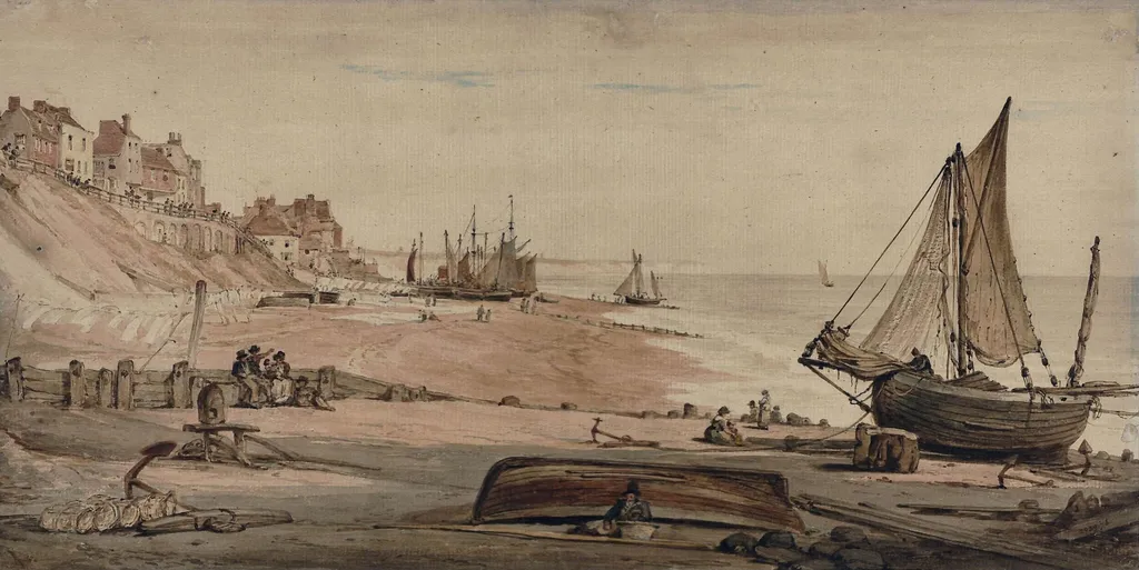 Brighton beach, by Henry RA Edridge, watercolor, 1790