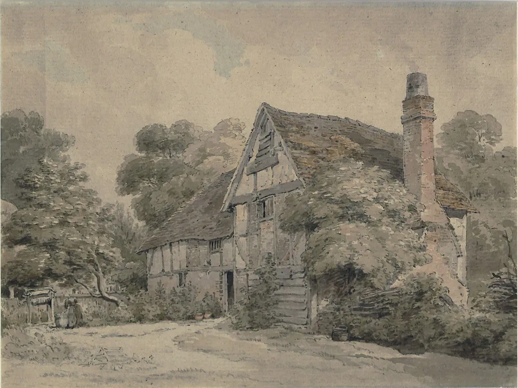 Cottage at Bookham, by Henry RA Edridge, watercolor, 1750