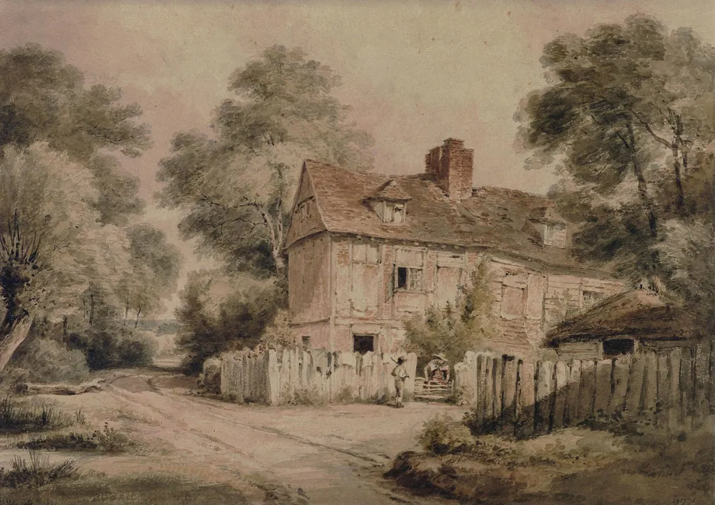 Farmhouse, Buckinghamshire, by Henry RA Edridge, watercolor, 1814