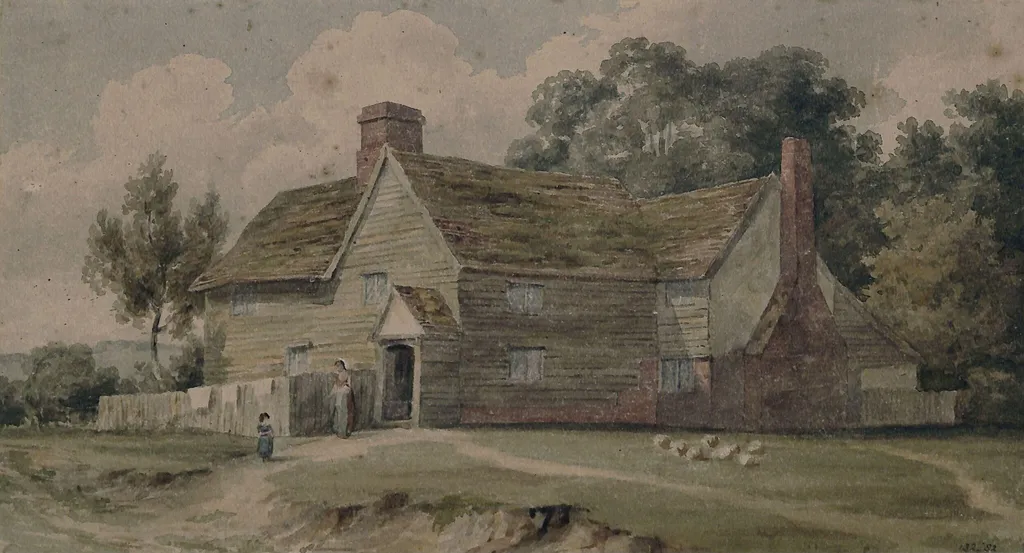 Landscape with cottage and figures, by Henry RA Edridge, watercolor, 1790