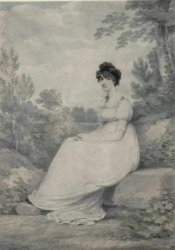 Portrait of a young lady, seated, by Henry RA Edridge