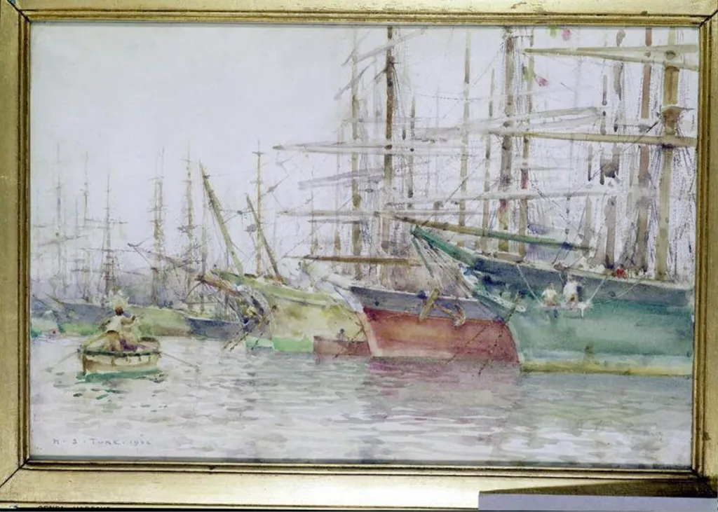 Genoa Harbour, by Henry Scott Tuke, watercolor, 1904