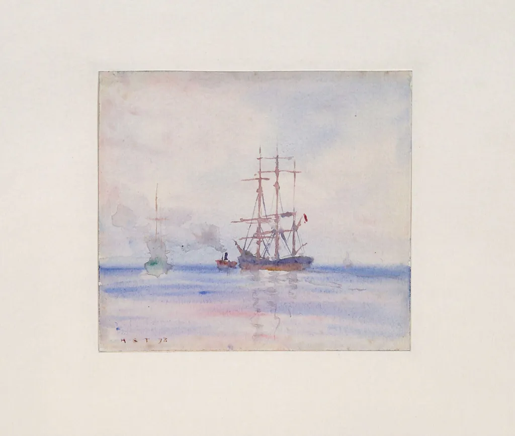 Study of Shipping, by Henry Scott Tuke, watercolor, 1898