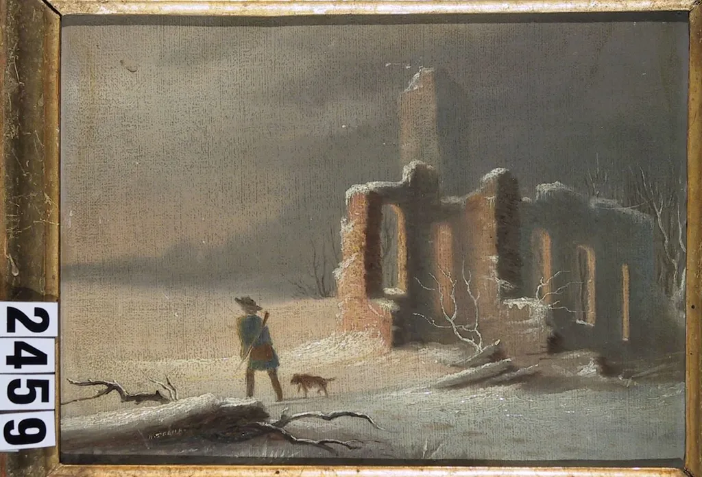 Peisaj cu ruine și vânător, by Henry Trenk