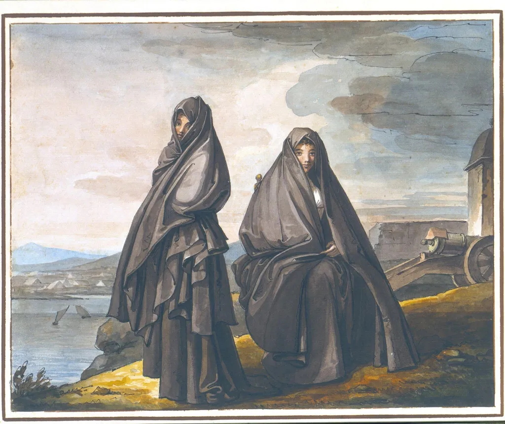 Two Women of Trapani, Sicily, by Henry Tresham, watercolor, 1770