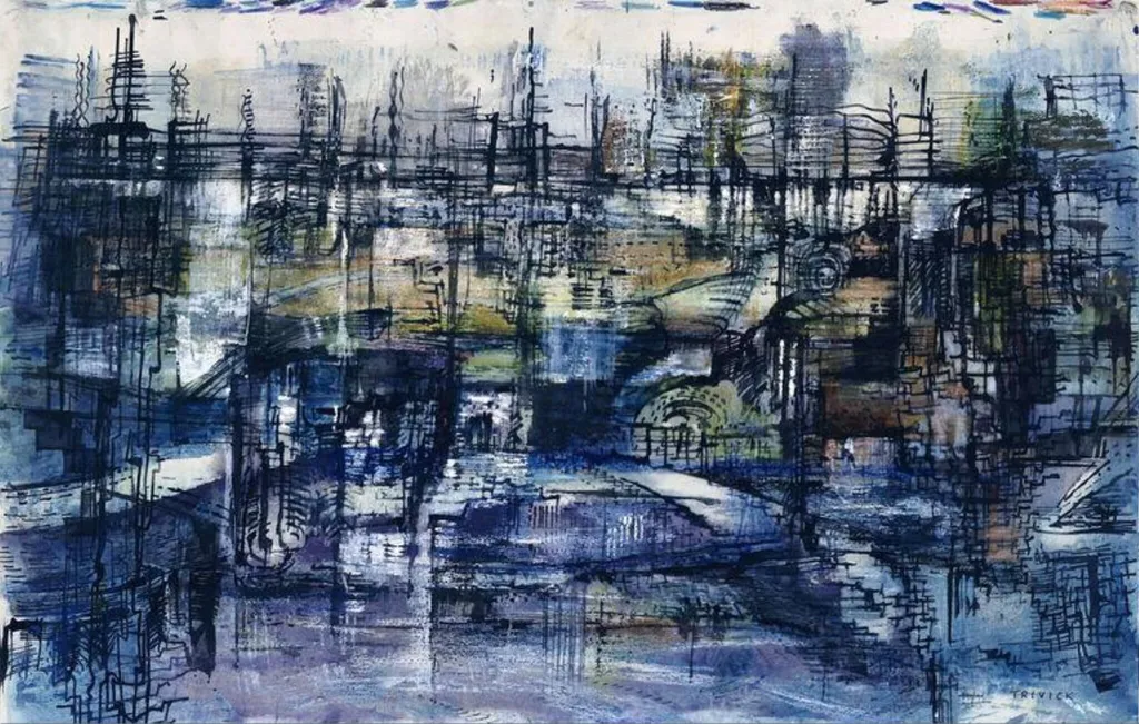 The Bridge, by Henry Trivick, watercolor, 1957