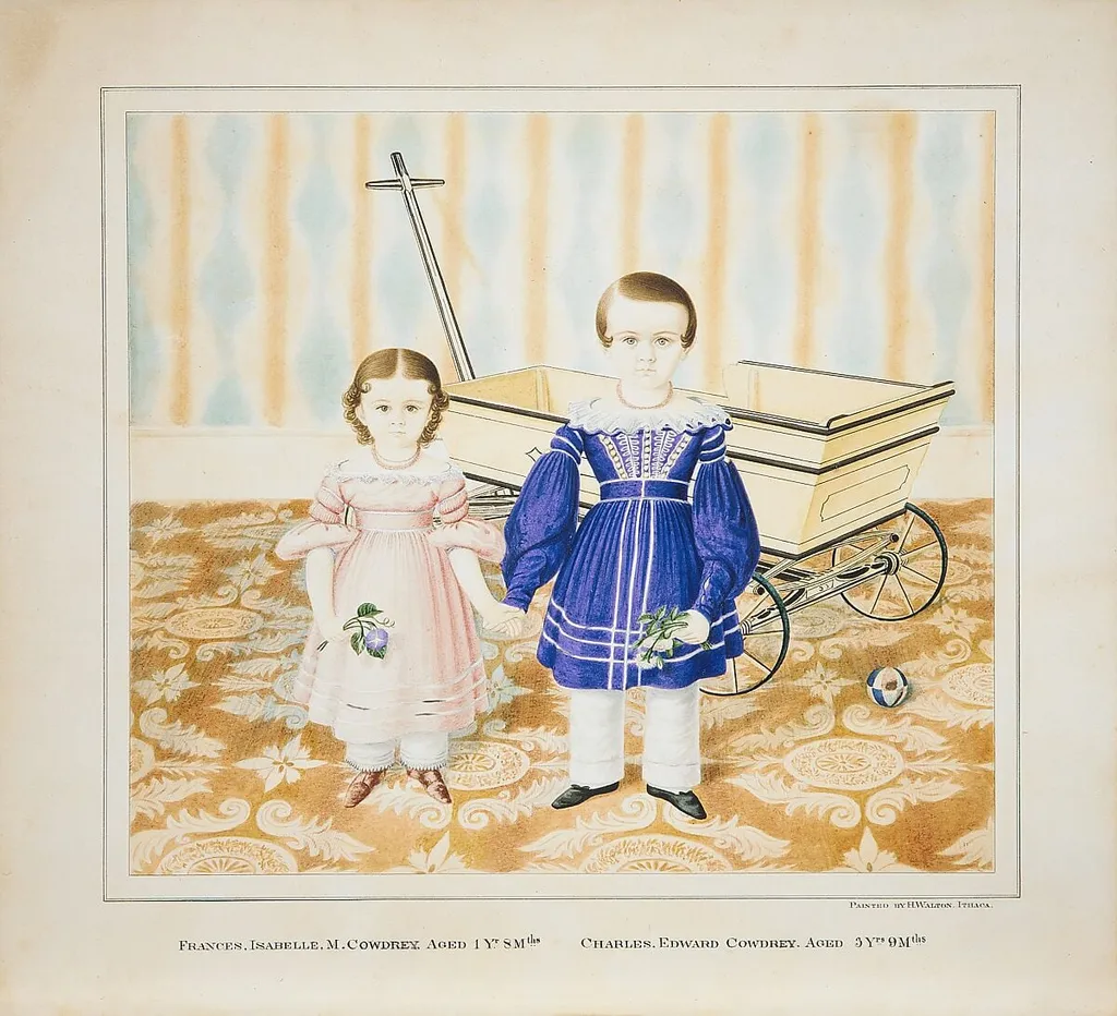 Frances and Charles Cowdrey, by Henry Walton, watercolor, 1839