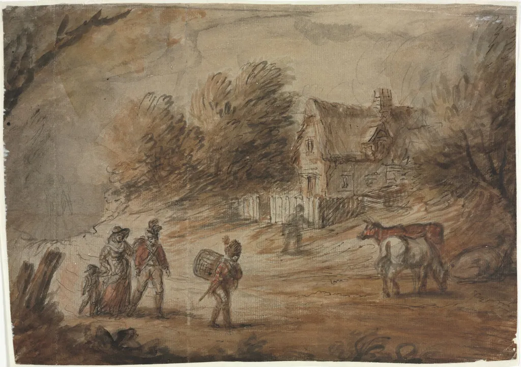 Country Scene with Soldiers, by Henry William Bunbury, 1790