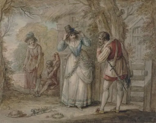 Florizel and Autolycus changing garments, by Henry William Bunbury