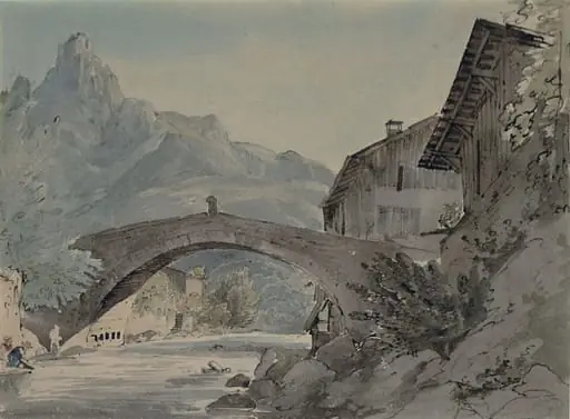 Bridge at Sallanches, and the Aiguille de Varens, by Henry William Burgess