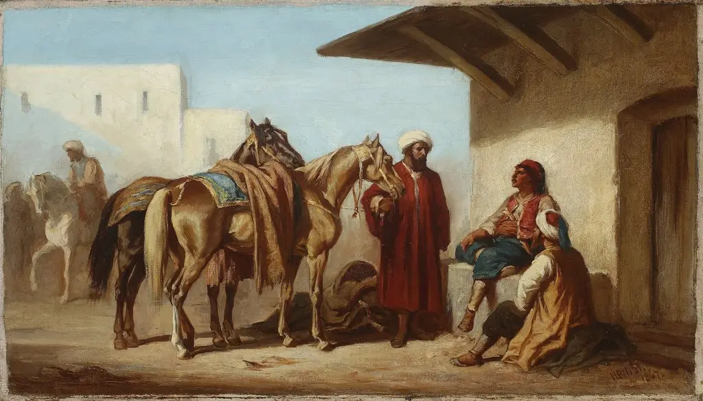 Eastern scene – Selling horses, by Henryk Pillati