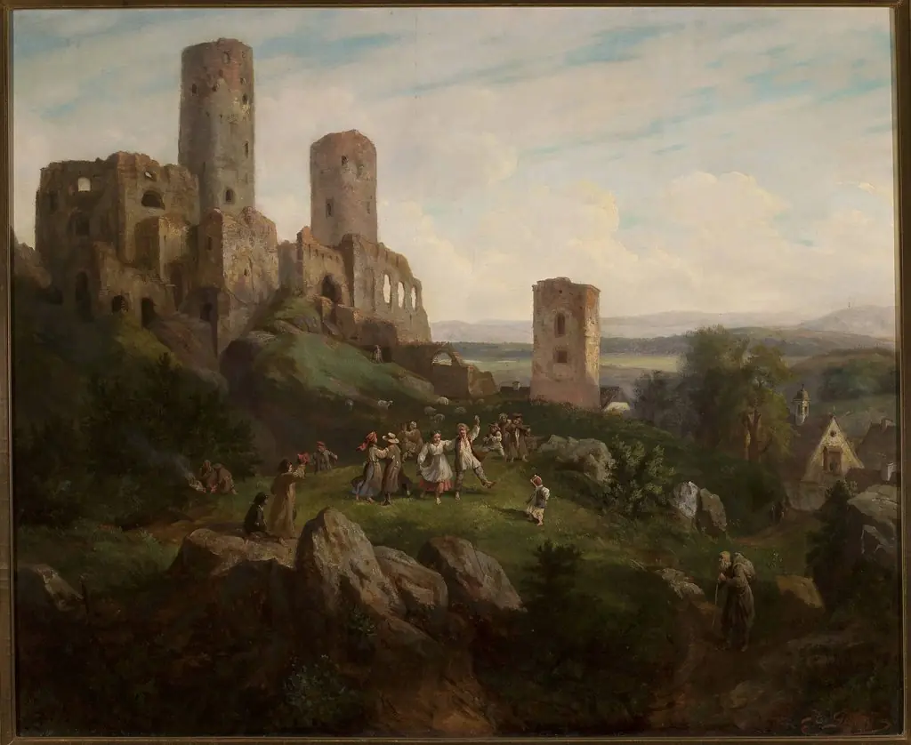 Ruins of the castle – merry-making in Tenczynek, by Henryk Pillati