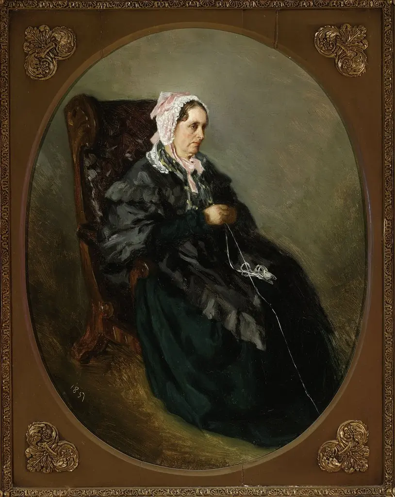 Portrait of artist's aunt, sketch, by Henryk Rodakowski