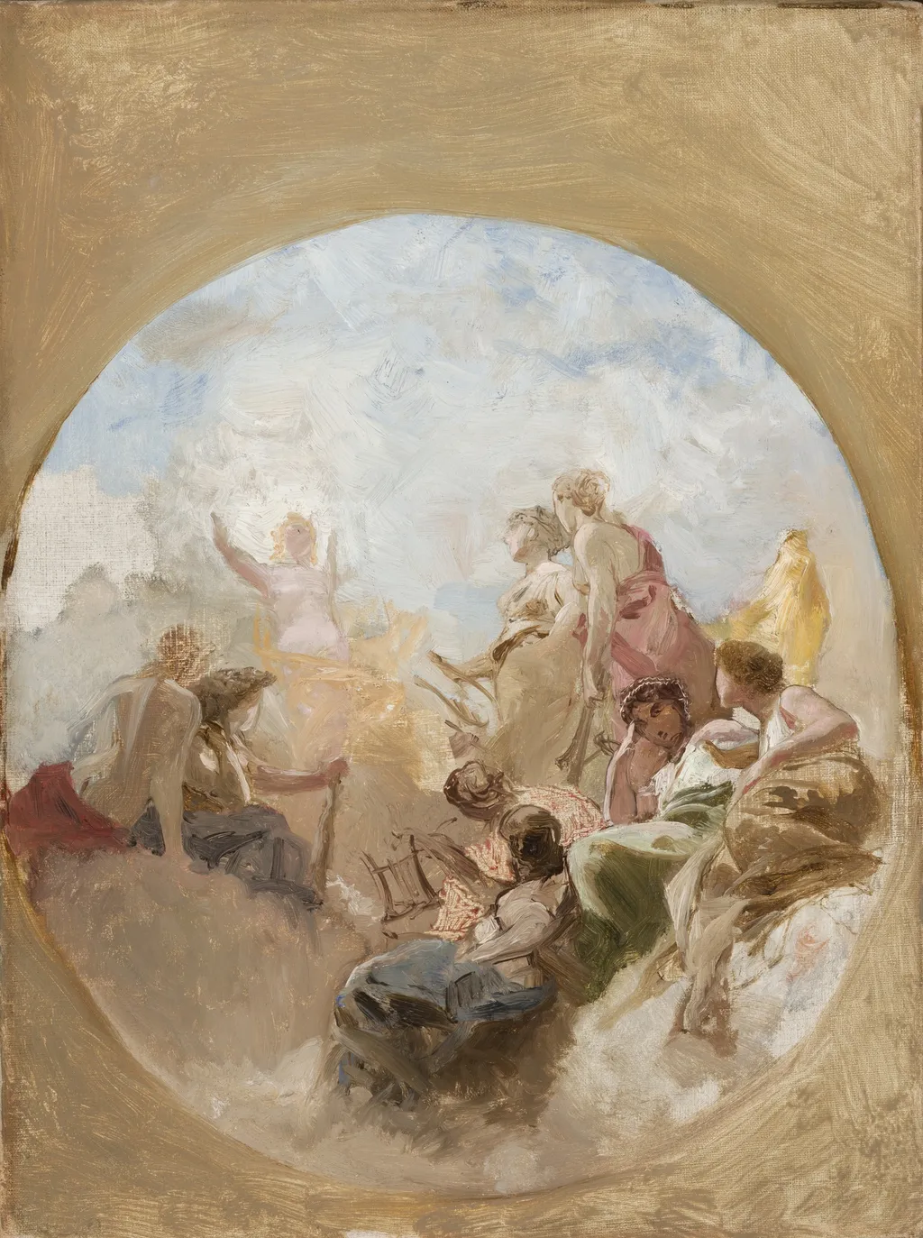 "Aurora" ("Goddess of the Dawn") – Sketch to a Plafon at the House of Jura Nieczajew-Malcew in Sanktt Petersburg, by Henryk Siemiradzki, oil, 1894