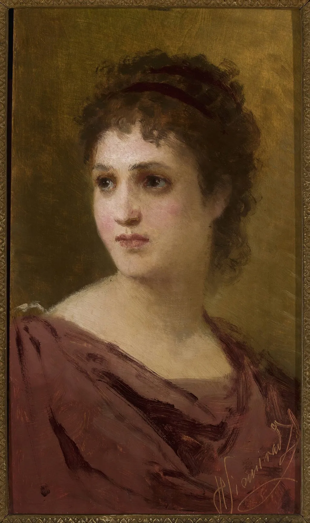 Head of a woman, by Henryk Siemiradzki, oil, 1882