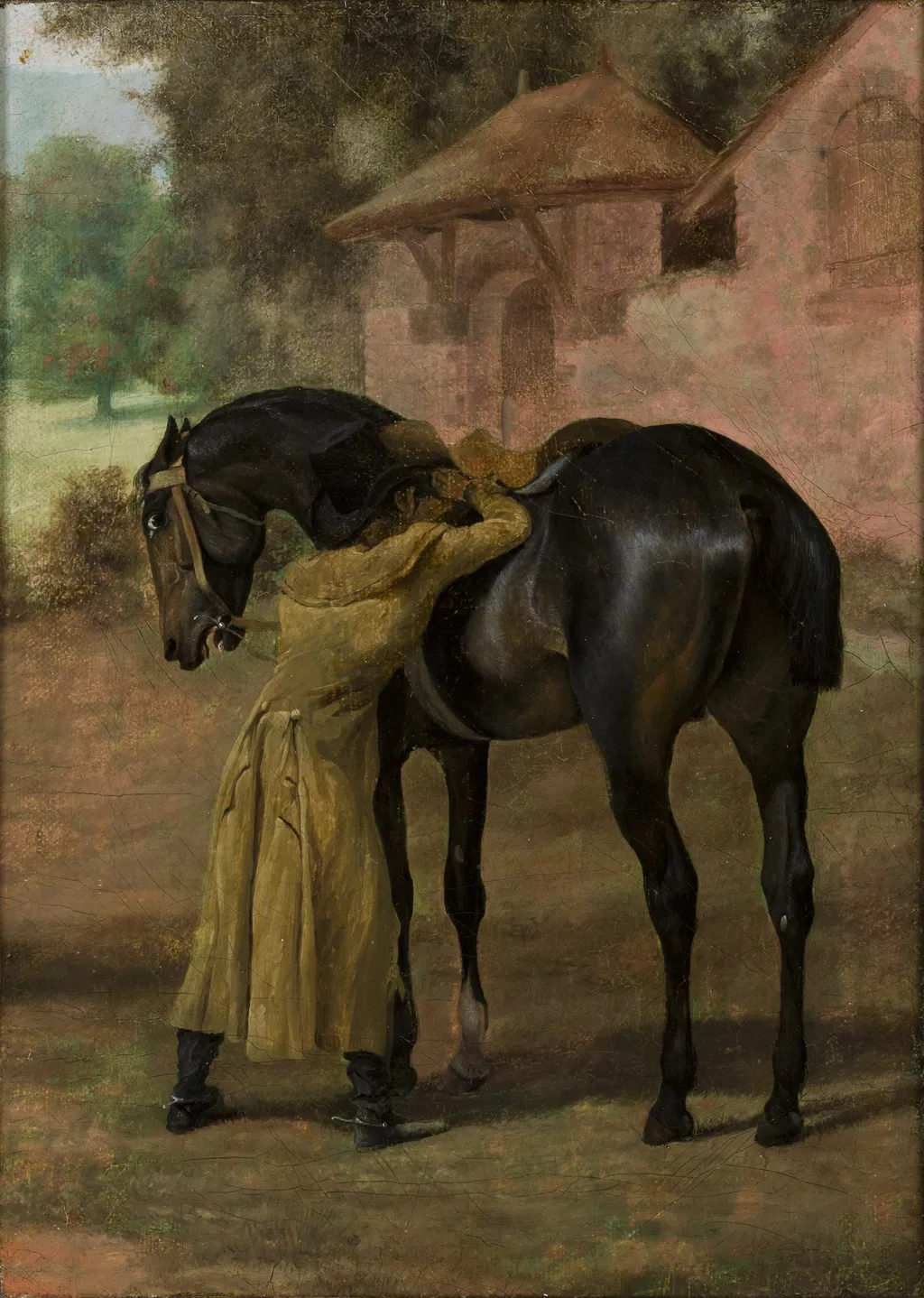 Stableman Saddling a Horse, by Henryk Zabiełło, oil, 1826