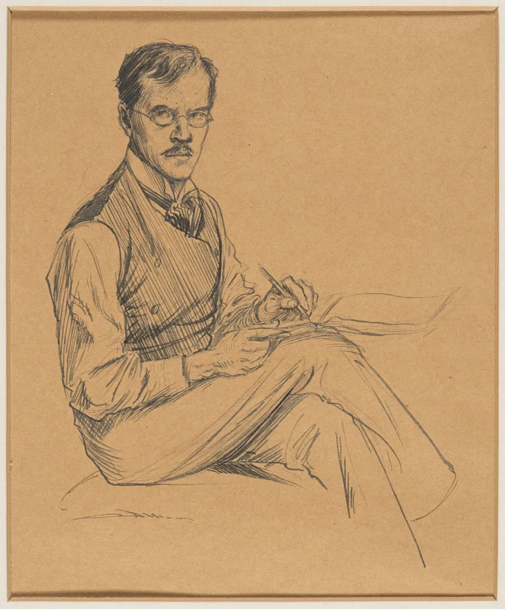 An artist, seated, sketching, by Herbert Cole, 1890