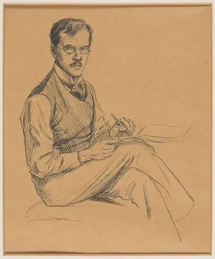 An artist, seated, sketching, by Herbert Cole
