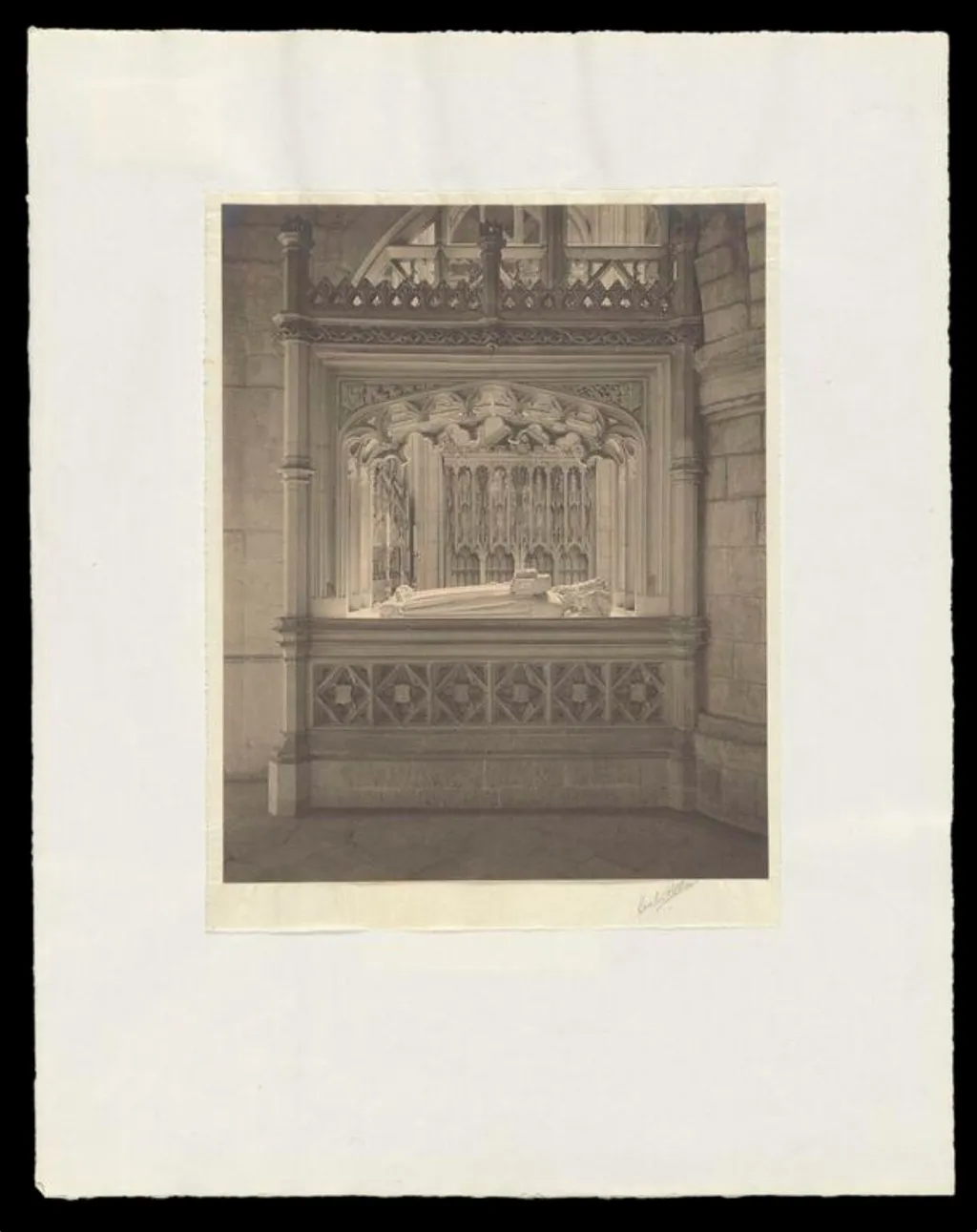 Gloucester Cathedral, The North Ambulatory, Tomb and Effigy of Osric of Hwicce, by Herbert Felton, photographic, 1949