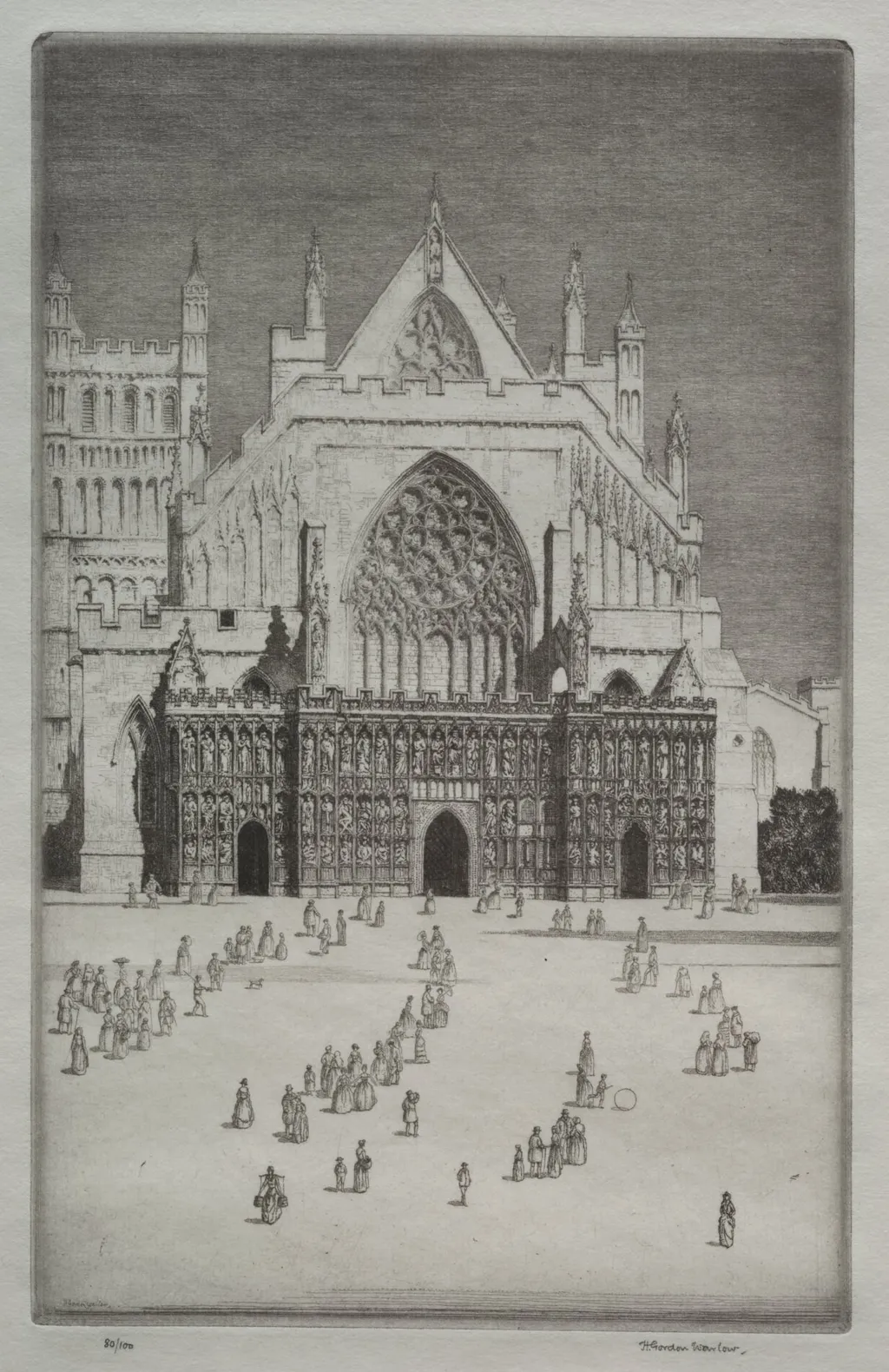 Exeter Cathedral, by Herbert Gordon Warlow, 1923