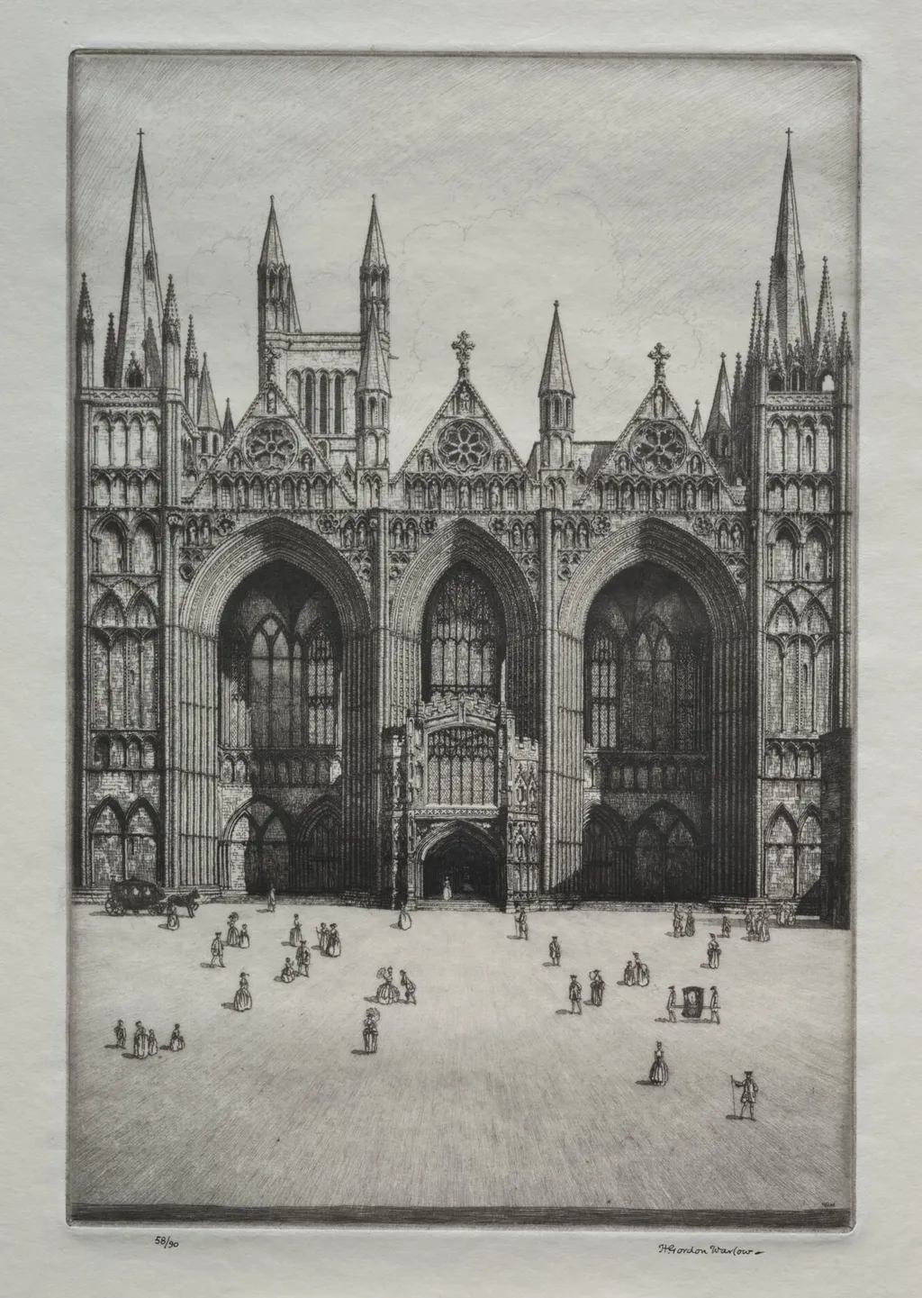 Peterborough Cathedral, by Herbert Gordon Warlow, 1923
