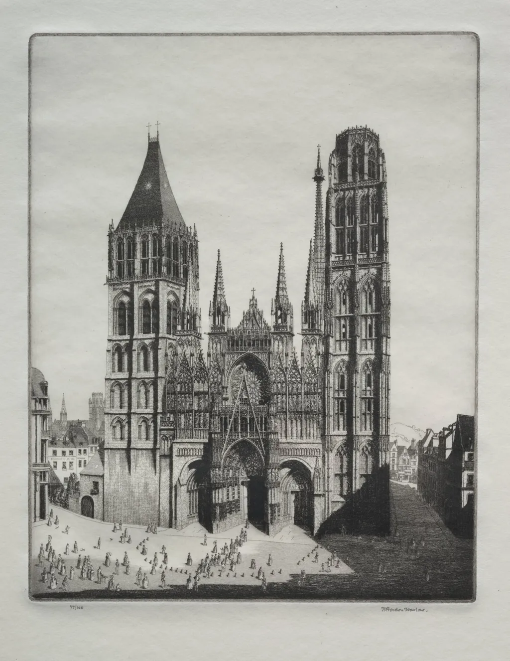 Rouen Cathedral, by Herbert Gordon Warlow, 1923