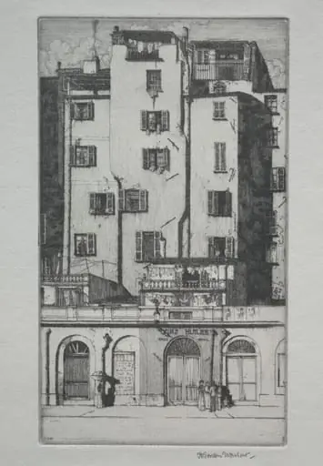 Tall Houses, Menton, by Herbert Gordon Warlow