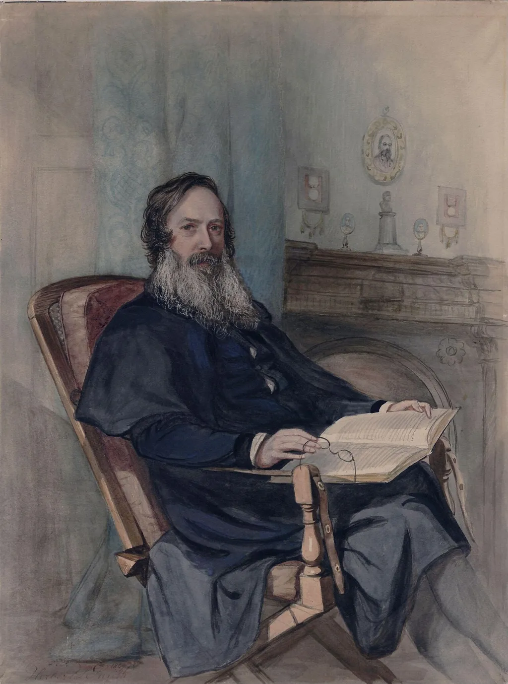 Portrait of an unknown man, by Herbert Luther Smith, watercolor, 1849