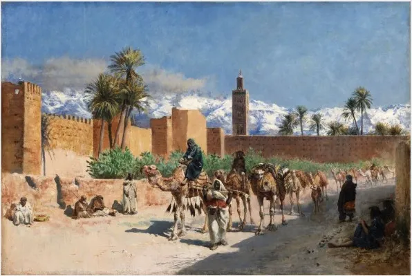 A Camel Caravan, by Herbert William Weekes, oil, 1883