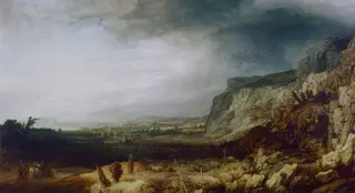 Rocky landscape, by Hercules Seghers, 1633