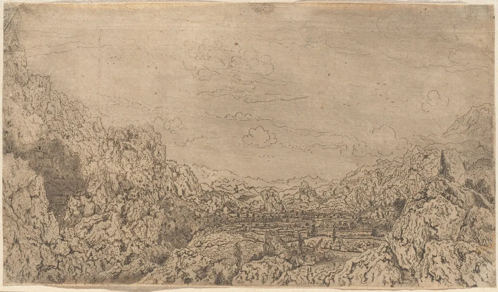 The Enclosed Valley, by Hercules Seghers, ink, 1624