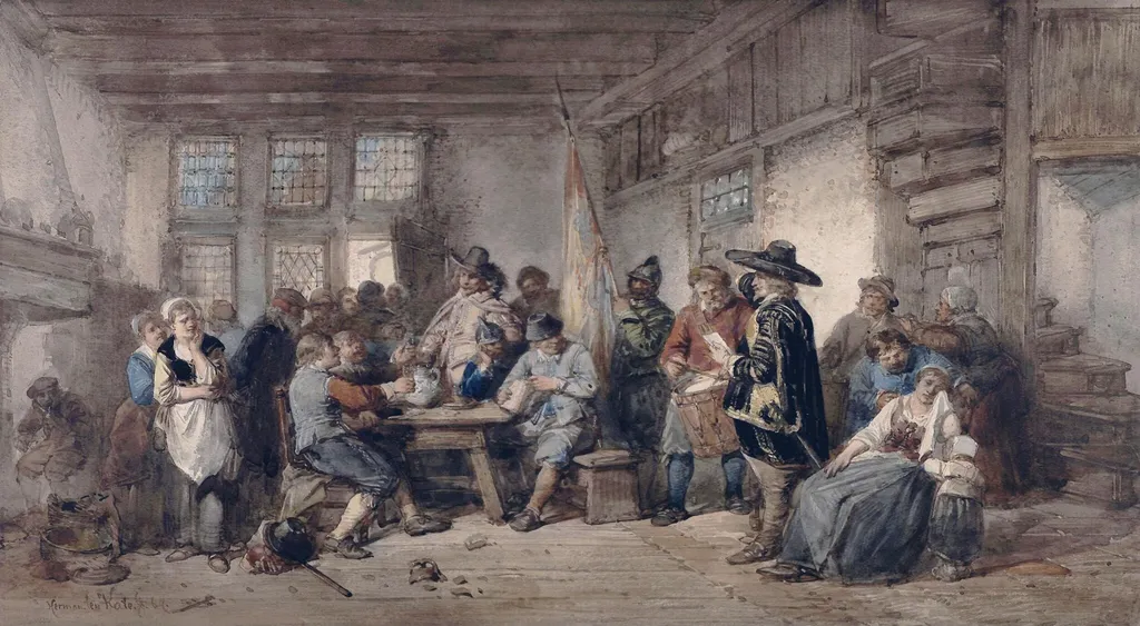 The Recruiting Sarjeant, by Herman Frederik Carel ten Kate, watercolor, 1864