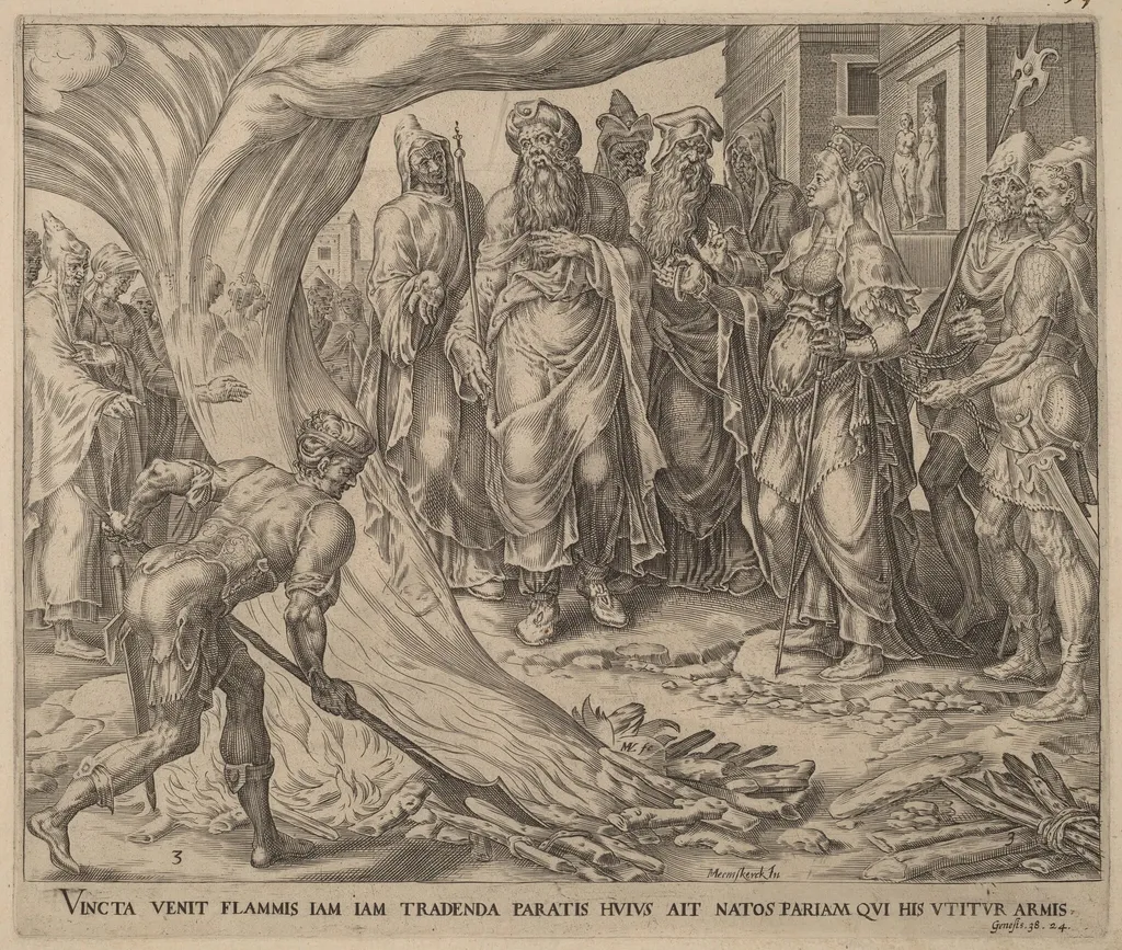 Tamar Brought to Execution, by Herman Jansz Muller, ink, 1566