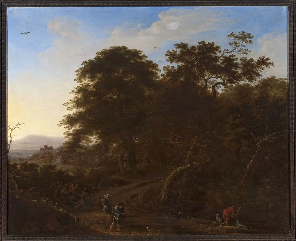 Landscape with travellers, by Herman Saftleven