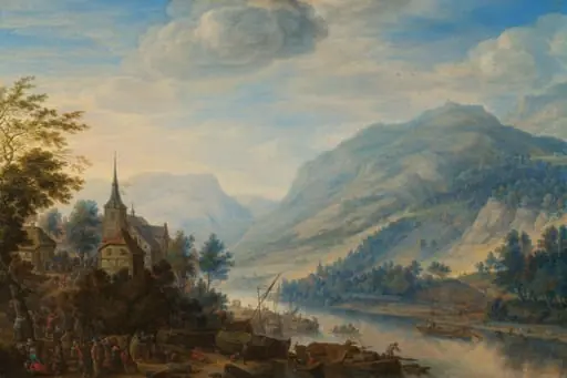 View of the Rhine near Rheineck Castle, by Herman Saftleven
