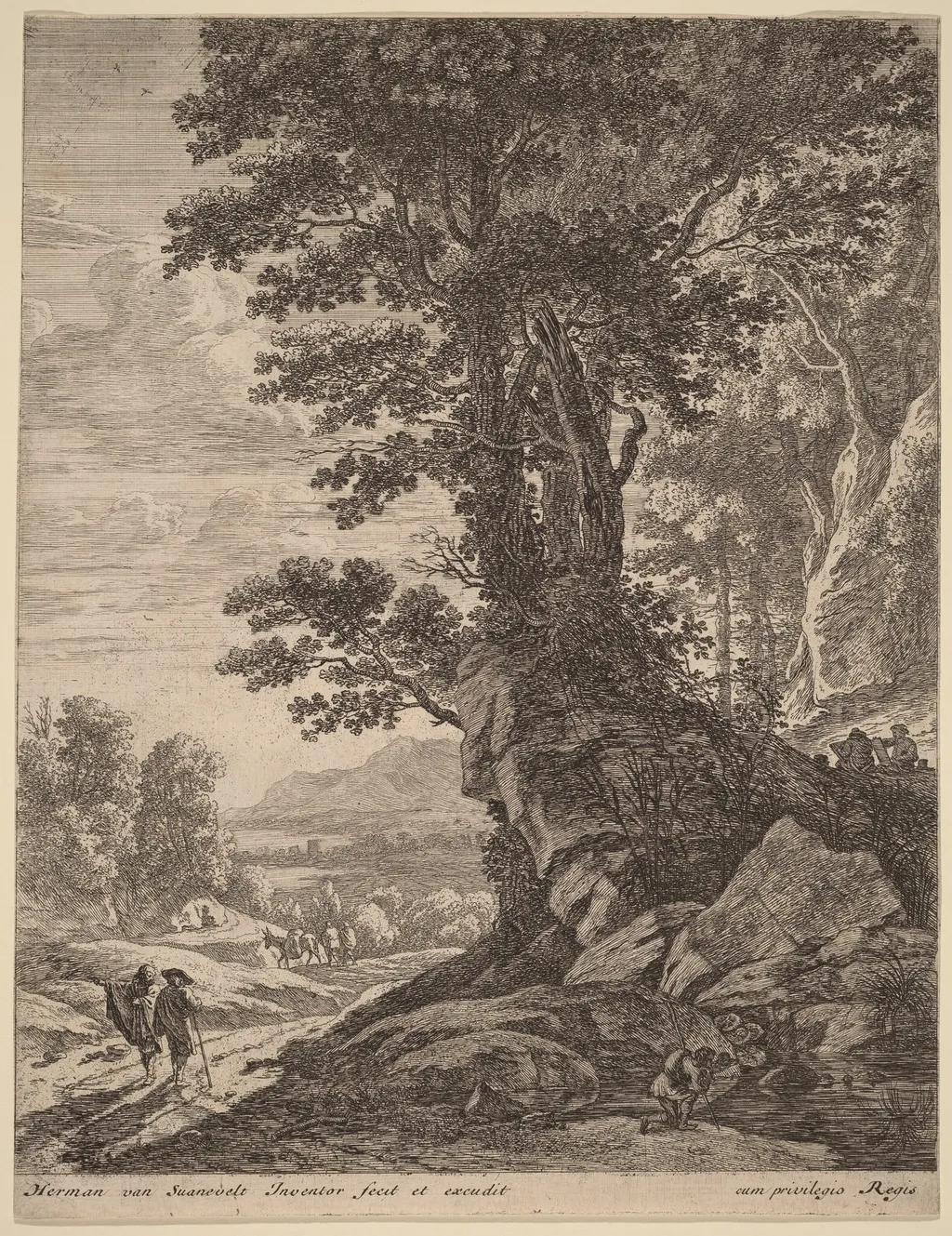 A Group of Trees, by Herman van Swanevelt, ink, 1628