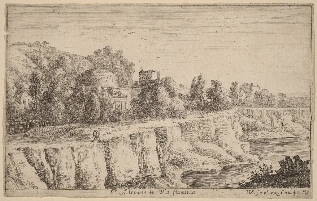 Church of San Adrian on the Via Flaminia, by Herman van Swanevelt, ink, 1628