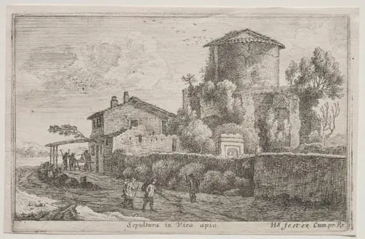 Diverse Views in and around Rome: Tomb along the Appian Way, by Herman van Swanevelt
