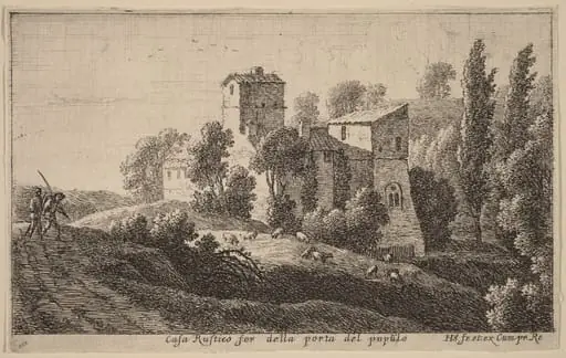 Farm beyond the Porta del Popolo, by Herman van Swanevelt