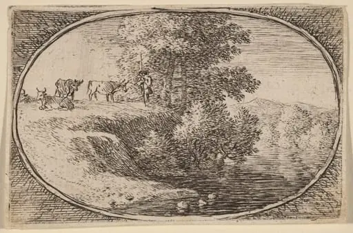 Herd of Cows on Bluff to Left of Water, by Herman van Swanevelt
