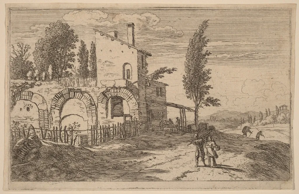 Inn in the Ruins of the Palace of the Emperors, by Herman van Swanevelt, ink, 1628