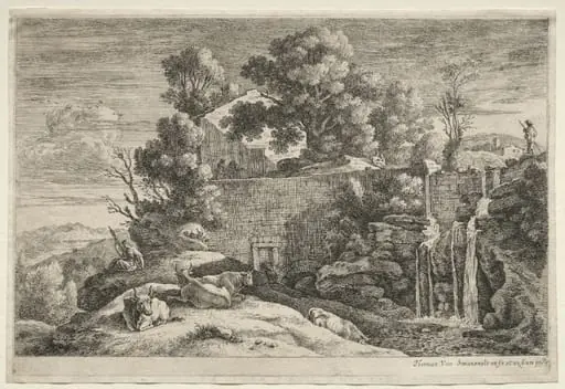 Landscape with a Woman Spinning, by Herman van Swanevelt